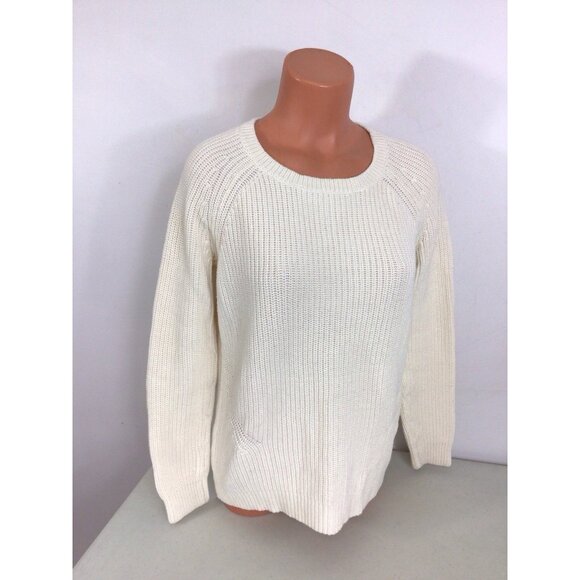 LL Bean Ivory Fisherman Sweater Womens Medium - Picture 3 of 7